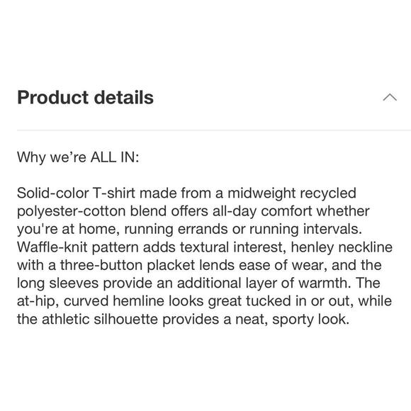 All in Motion Men's Waffle-Knit Henley Athletic Top -Blue XXL NWT - Picture 4 of 7